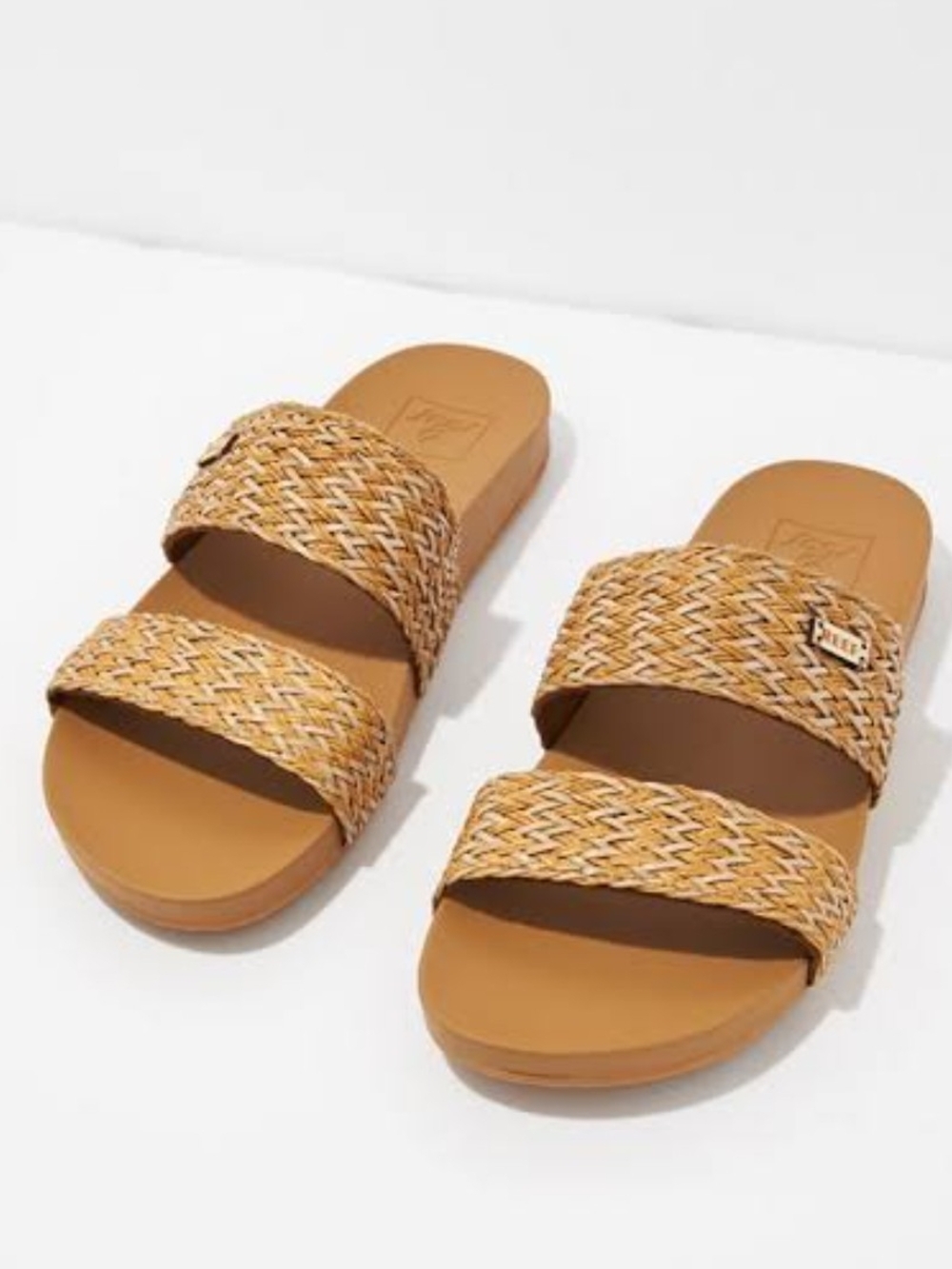 Reef Women's Cushion Vista Braid Woven Double-Strap Slide Sandals - Tan/Beige
